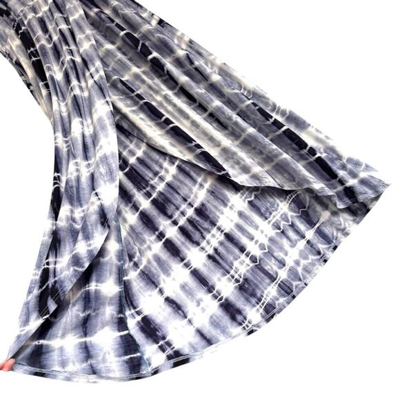 MIA & TESS sz S Maxi Dress Tie Dye Surplice Faux Wrap V Neck Cap Sleeves Bodycon - Picture 4 of 6